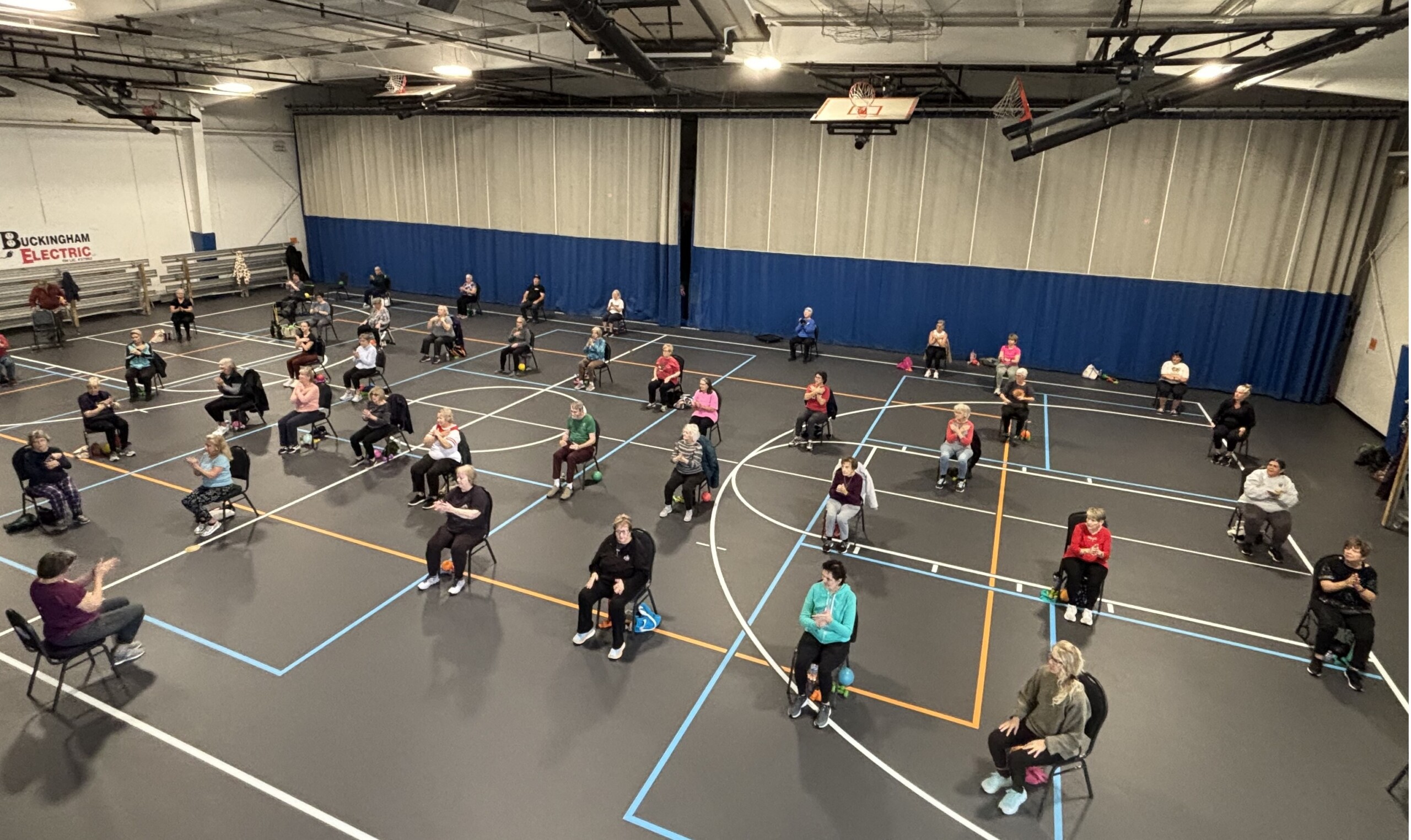 Exercise class on new facility floor